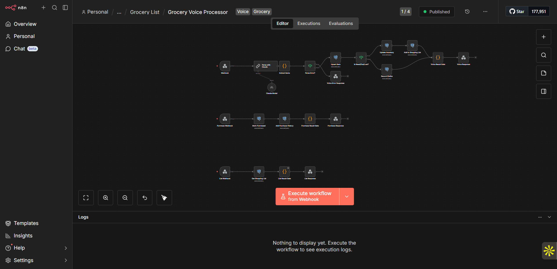 Grocery Voice Processor screenshot